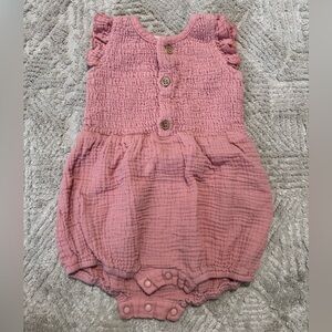 Mabel and Honey Pink Ruffled Baby Girls’ Romper